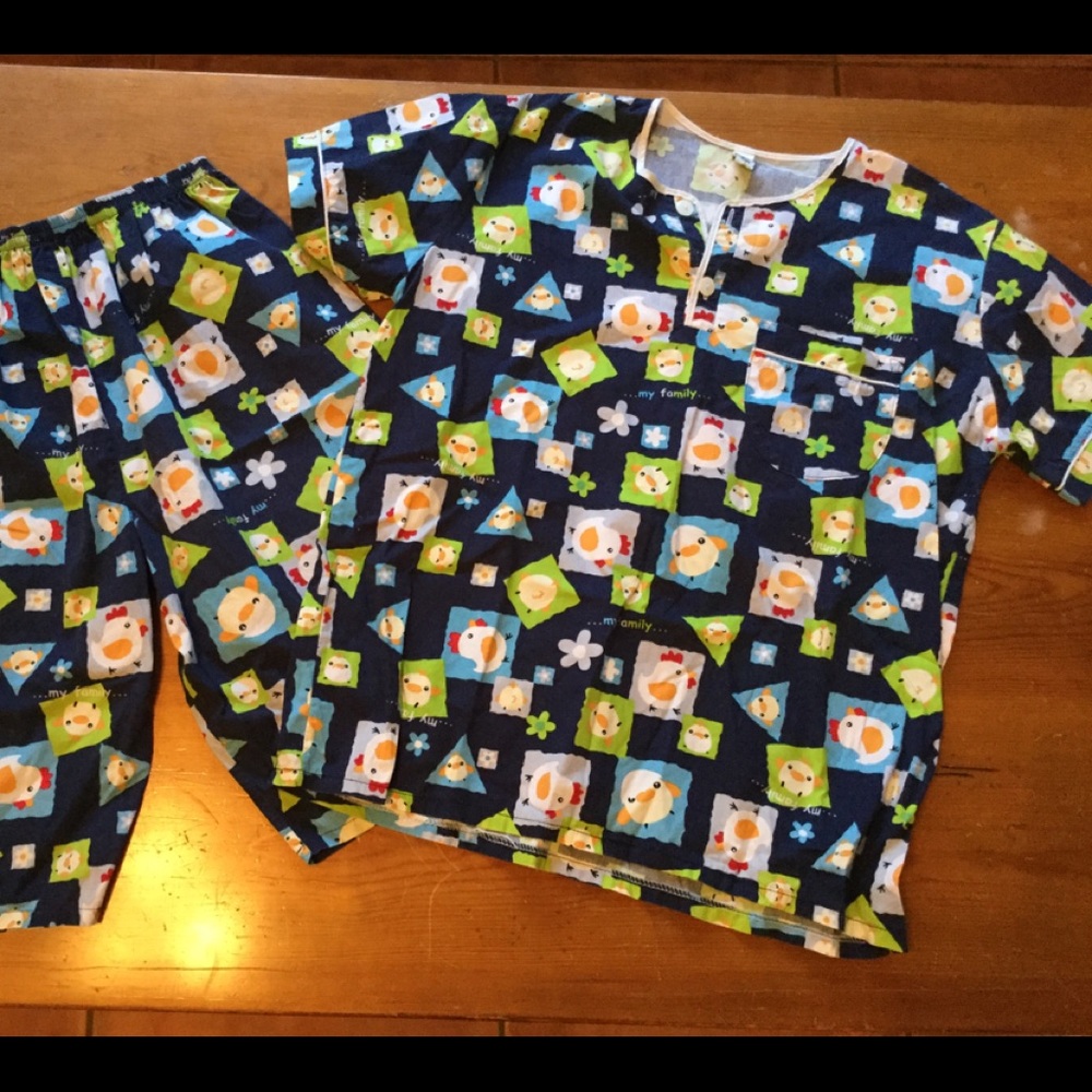 P & P 2-piece Pajama set Navy w/chicks “My Family”